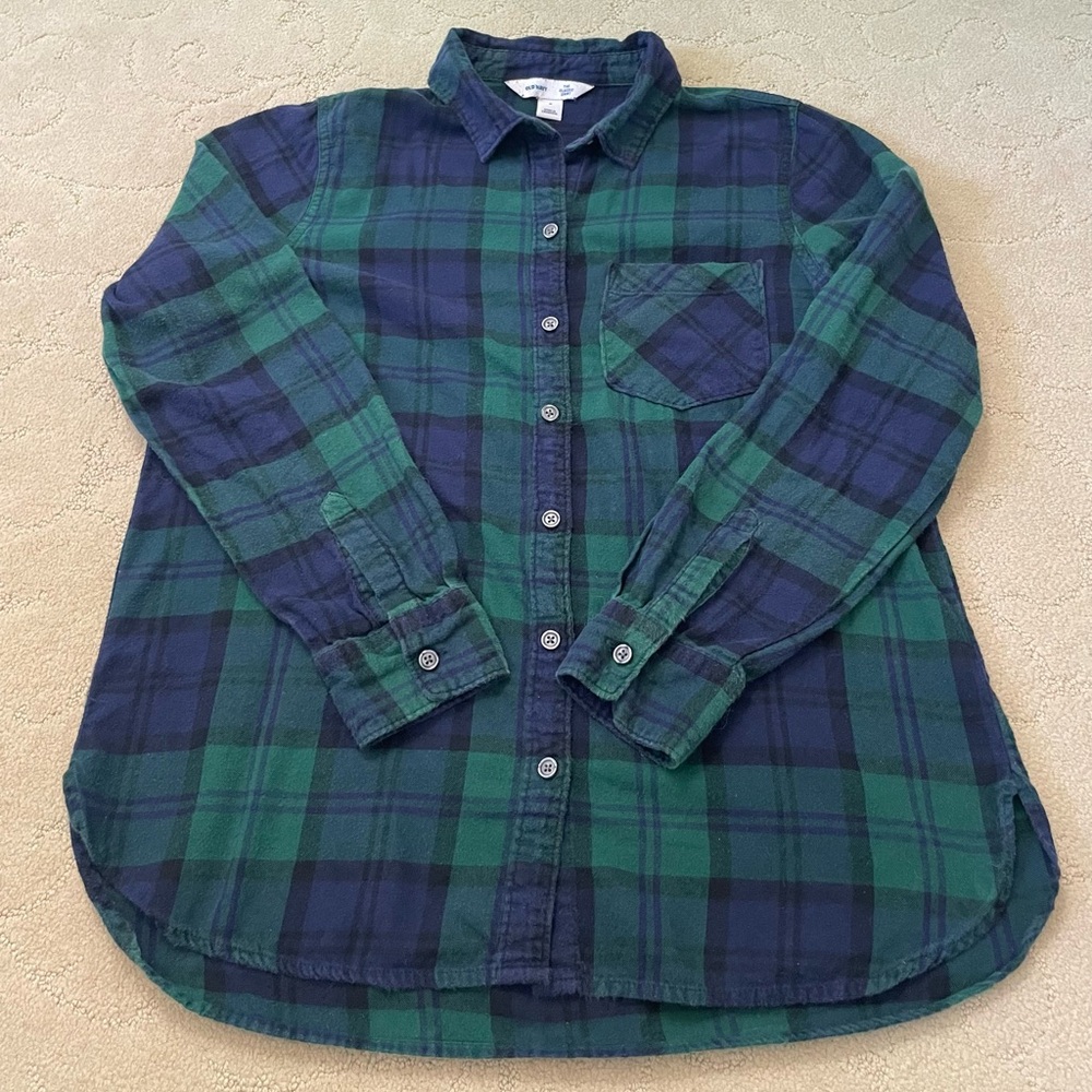 Old Navy Green and Blue Women’s Flannel Shirt